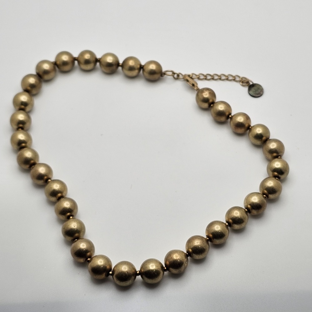 Vintage LIZAS Necklace Gold Tone Beaded Faux Pearl Signed